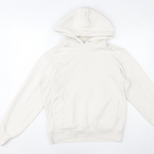 UNIQLO Women Ivory Cotton Pullover Hoodie Size S