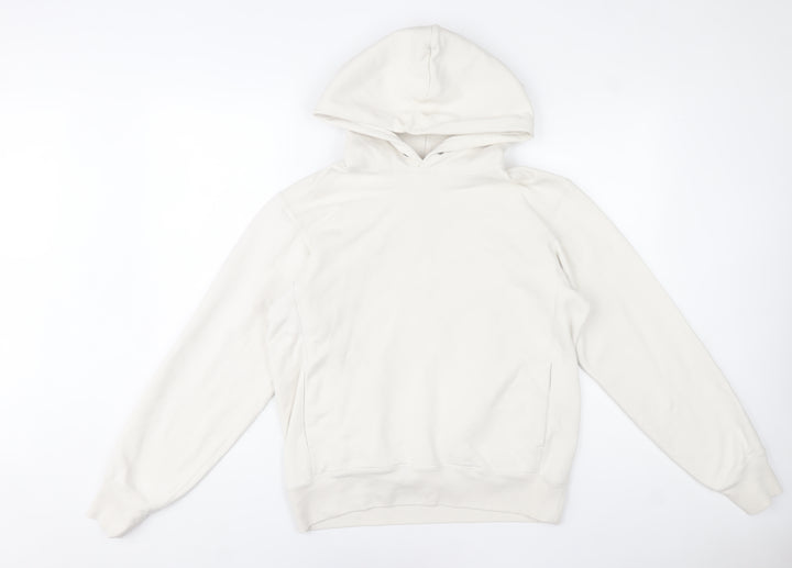 UNIQLO Women Ivory Cotton Pullover Hoodie Size S