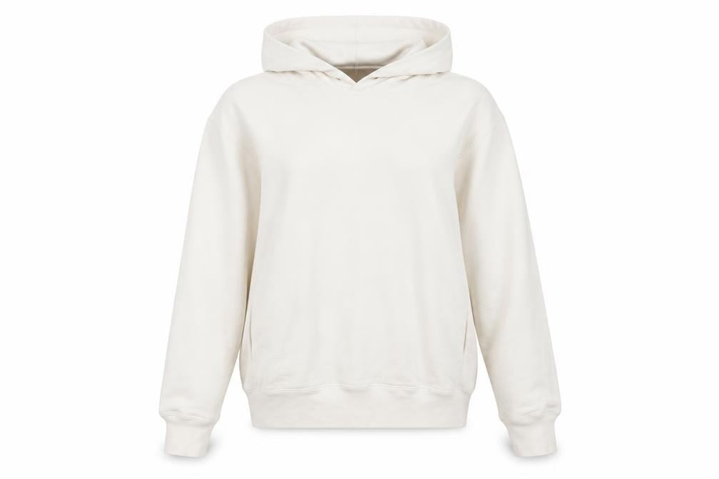 Front view of Uniqlo Women Ivory Cotton Pullover Hoodie, size S