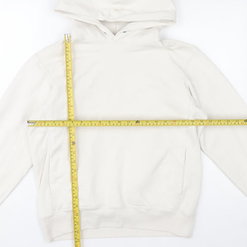 UNIQLO Women Ivory Cotton Pullover Hoodie Size S