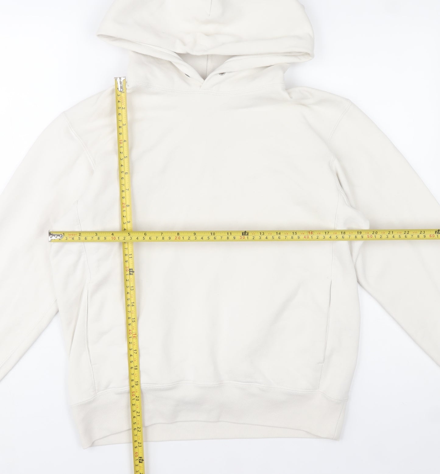 UNIQLO Women Ivory Cotton Pullover Hoodie Size S