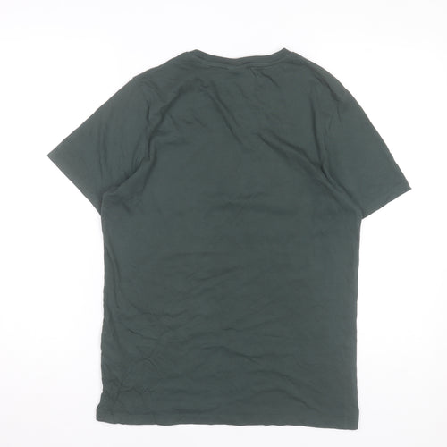 Jack & Jones Men’s Green Graphic Logo T-Shirt M Cotton Crew Neck