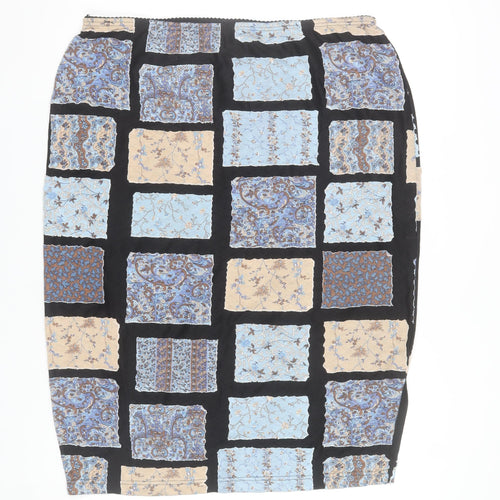 Ulla Popken Women’s Multicoloured Geometric Elastic Waist Pencil Skirt Size 24/26
