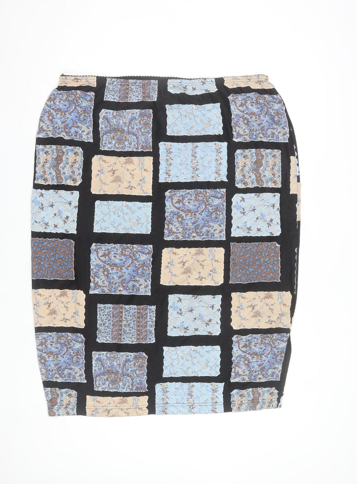Ulla Popken Women’s Multicoloured Geometric Elastic Waist Pencil Skirt Size 24/26