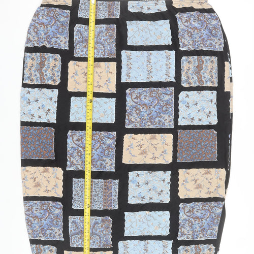 Ulla Popken Women’s Multicoloured Geometric Elastic Waist Pencil Skirt Size 24/26