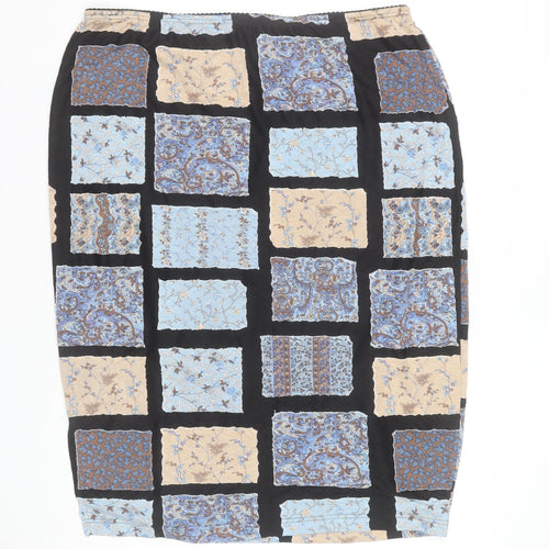 Ulla Popken Women’s Multicoloured Geometric Elastic Waist Pencil Skirt Size 24/26
