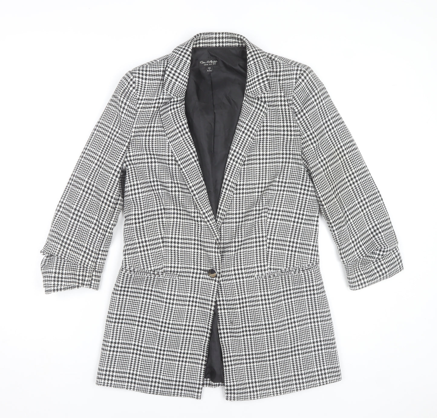Miss Selfridge Women's Black Check Blazer Jacket Size 8