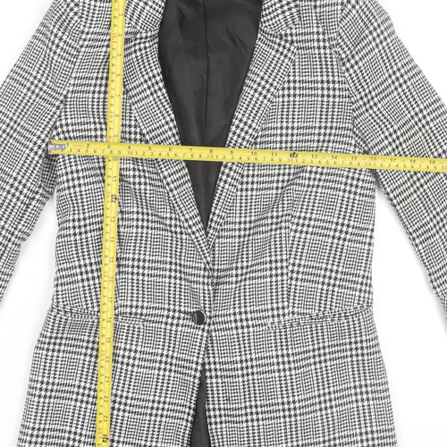 Miss Selfridge Women's Black Check Blazer Jacket Size 8