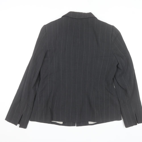 Principles Women's Black Pinstripe Wool Blend Blazer Size 14