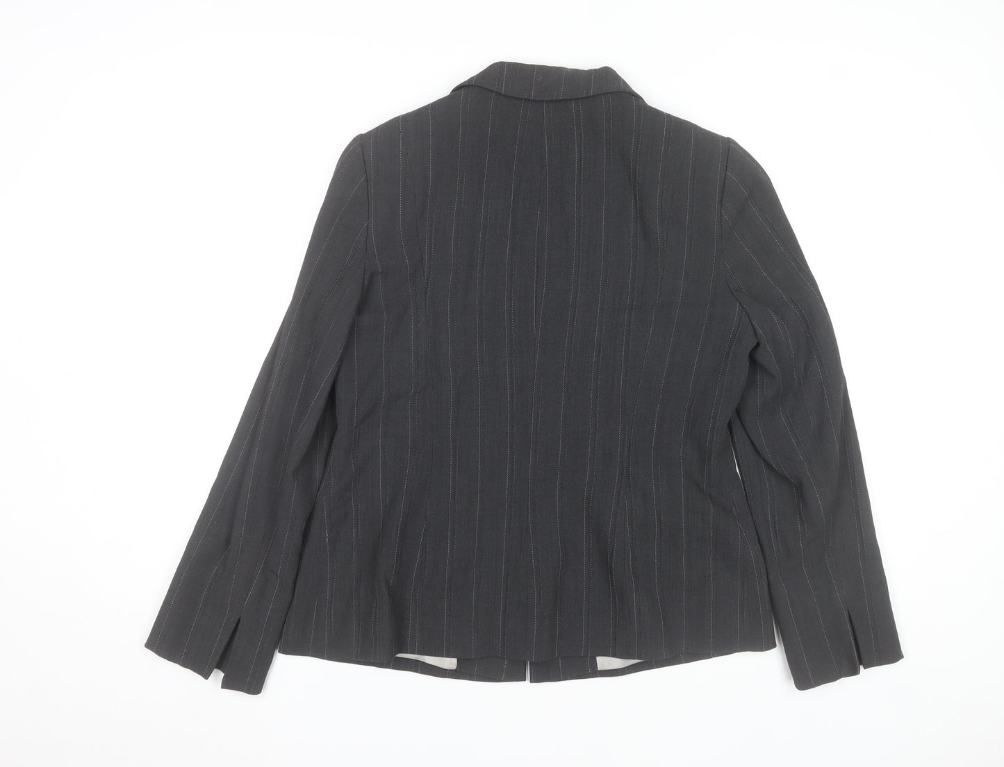 Principles Women's Black Pinstripe Wool Blend Blazer Size 14