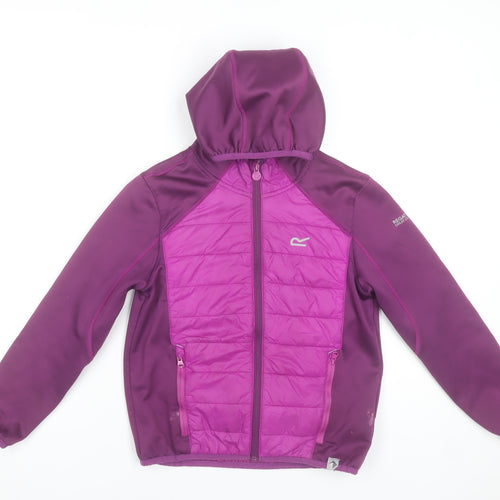 Regatta Girls Purple Hooded Softshell Puffer Jacket 9-10 Years