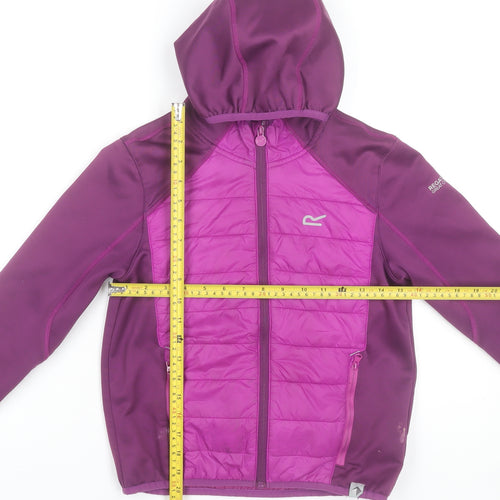 Regatta Girls Purple Hooded Softshell Puffer Jacket 9-10 Years