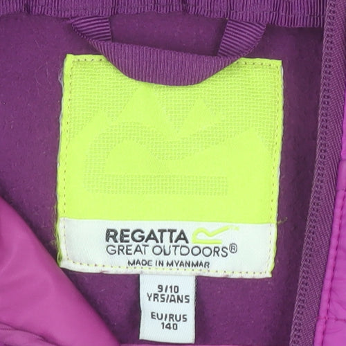 Regatta Girls Purple Hooded Softshell Puffer Jacket 9-10 Years