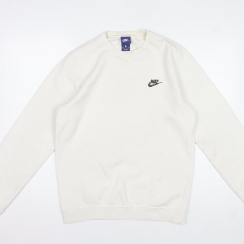 Nike Women’s White Small Pullover Sweatshirt Cotton Blend Crew Neck
