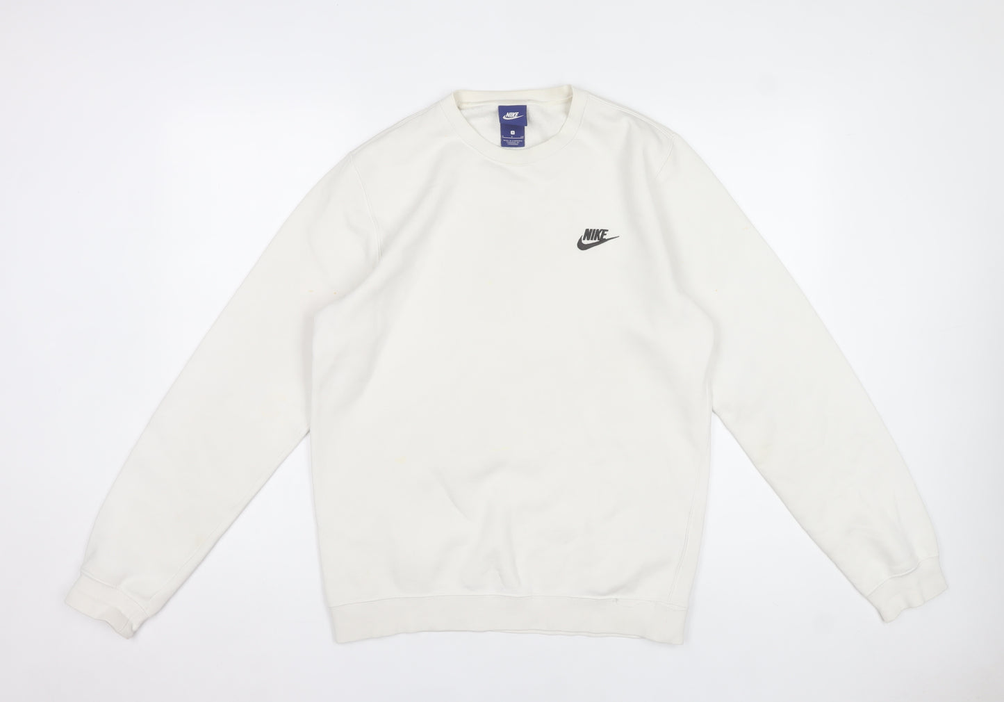 Nike Women’s White Small Pullover Sweatshirt Cotton Blend Crew Neck