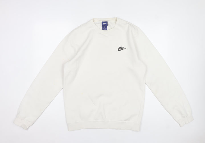 Nike Women’s White Small Pullover Sweatshirt Cotton Blend Crew Neck