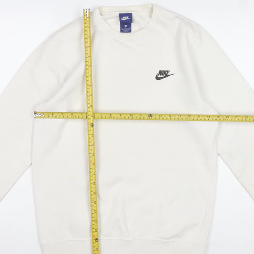 Nike Women’s White Small Pullover Sweatshirt Cotton Blend Crew Neck
