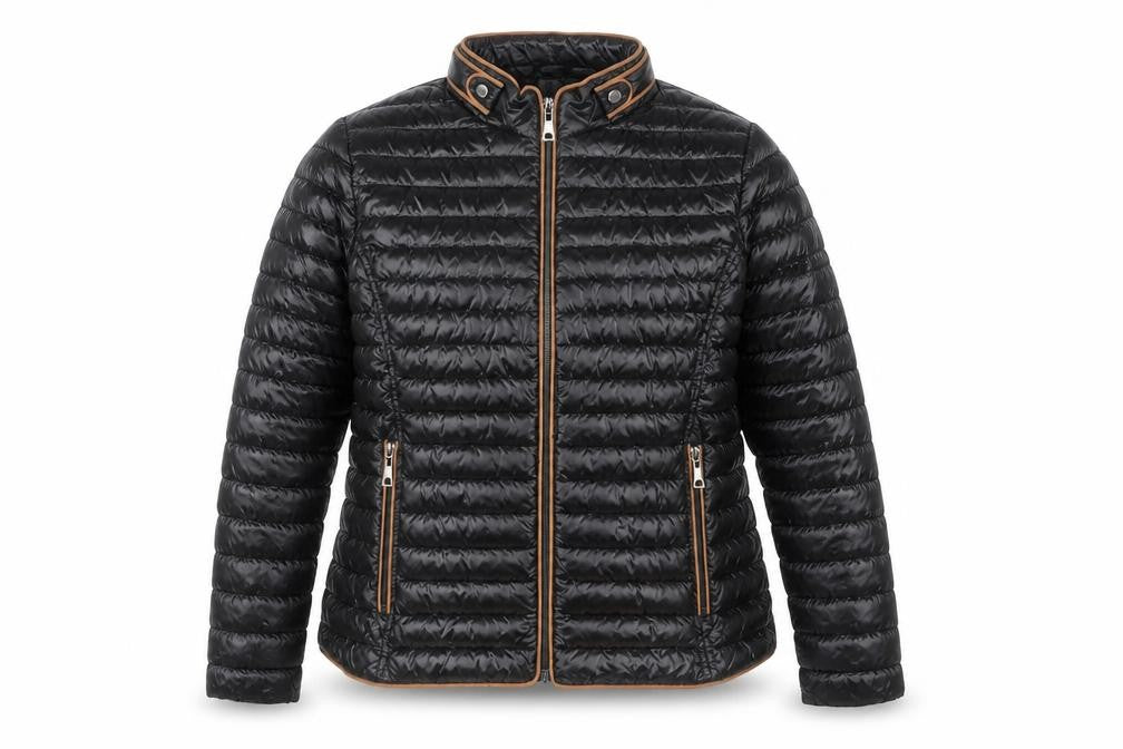 Front view of VV Collection Women's Black 2XL Puffer Jacket Lightweight Winter Coat