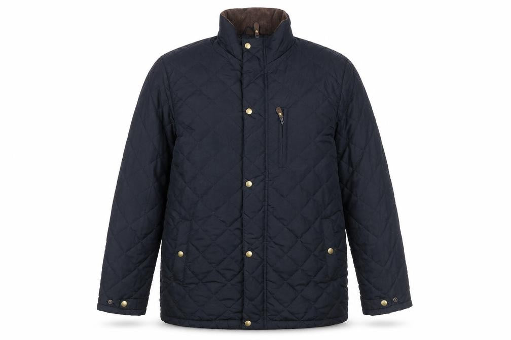 Front view of Target Dry Men's Blue Quilted Mid-Length Jacket M