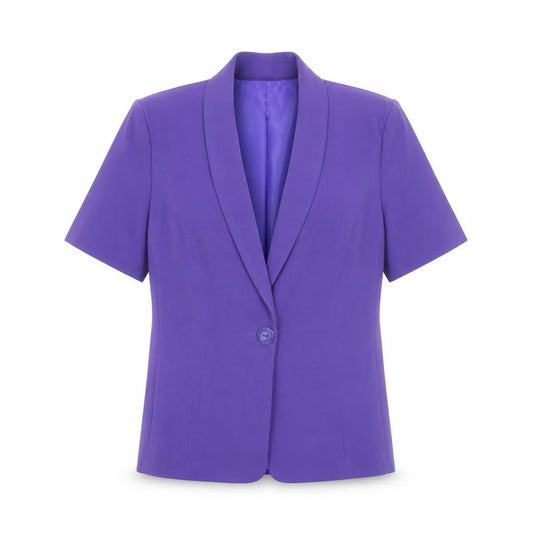 Front view of Debenhams Classics Women's Purple Short Sleeve Blazer, size 14
