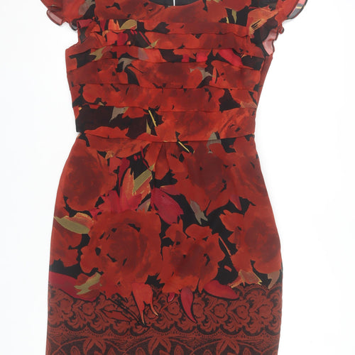 Marks and Spencer Women Red Floral Sheath Knee Length Dress Size 12