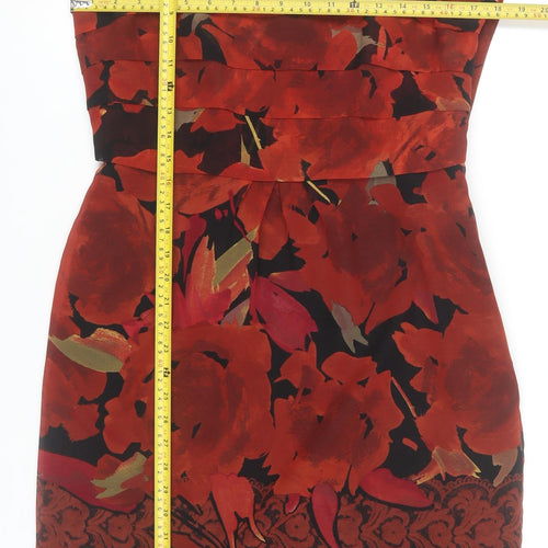 Marks and Spencer Women Red Floral Sheath Knee Length Dress Size 12