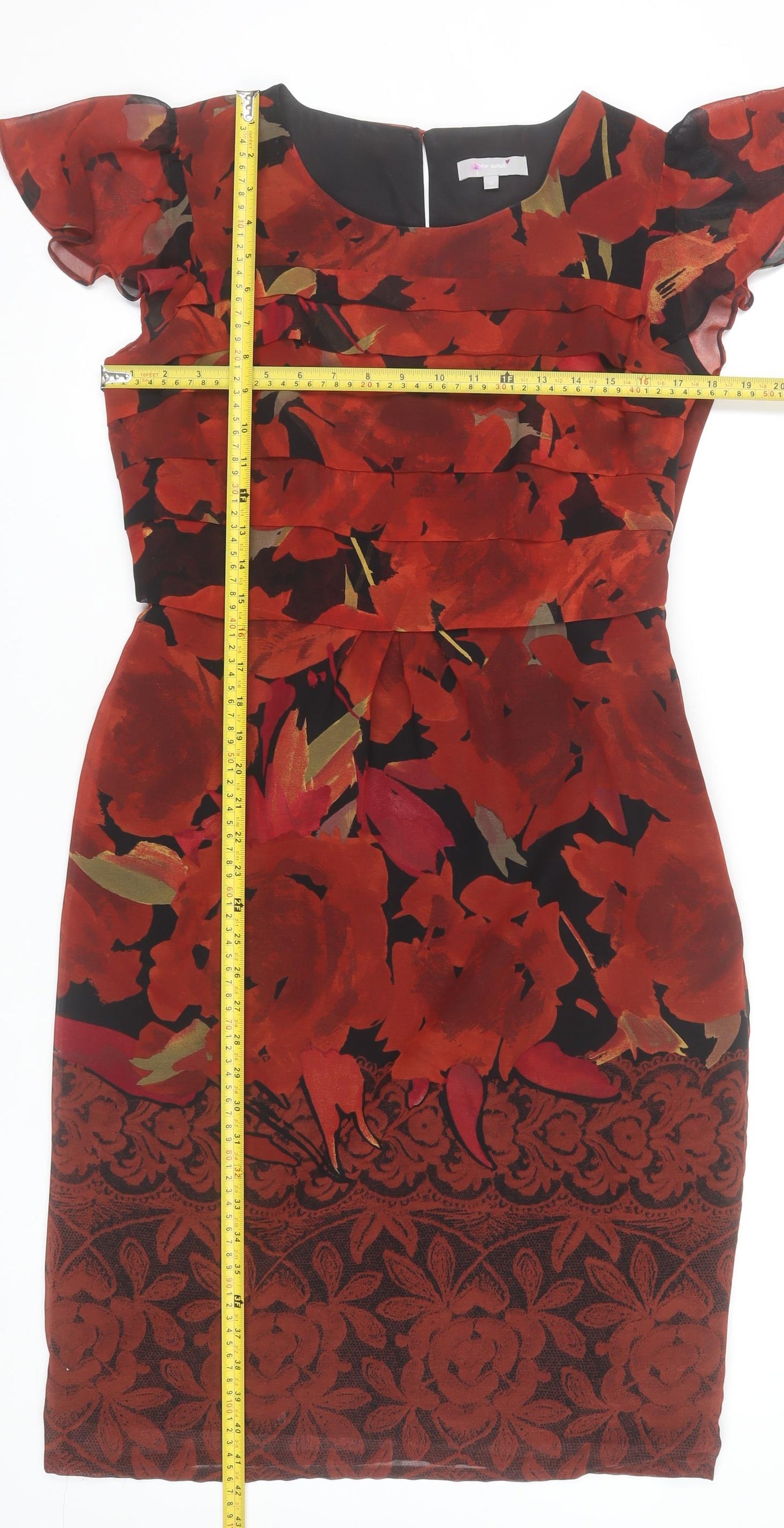 Marks and Spencer Women Red Floral Sheath Knee Length Dress Size 12