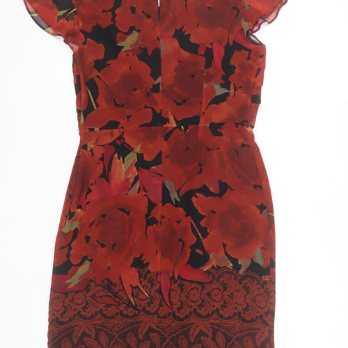Marks and Spencer Women Red Floral Sheath Knee Length Dress Size 12