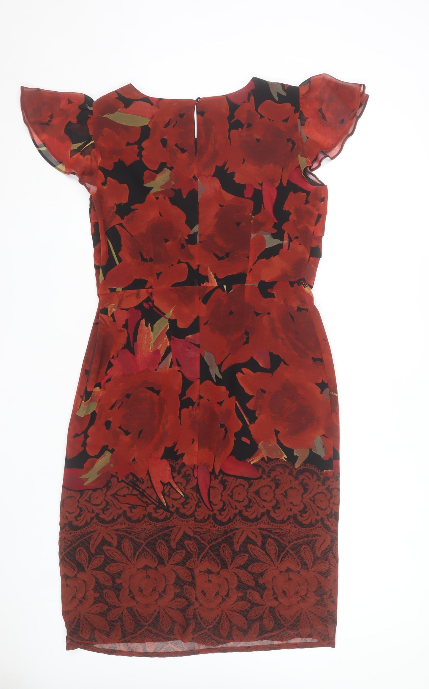 Marks and Spencer Women Red Floral Sheath Knee Length Dress Size 12