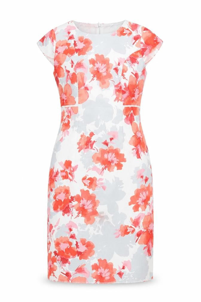 Front view of Anna Rose women’s multicoloured floral sheath dress, size UK 12