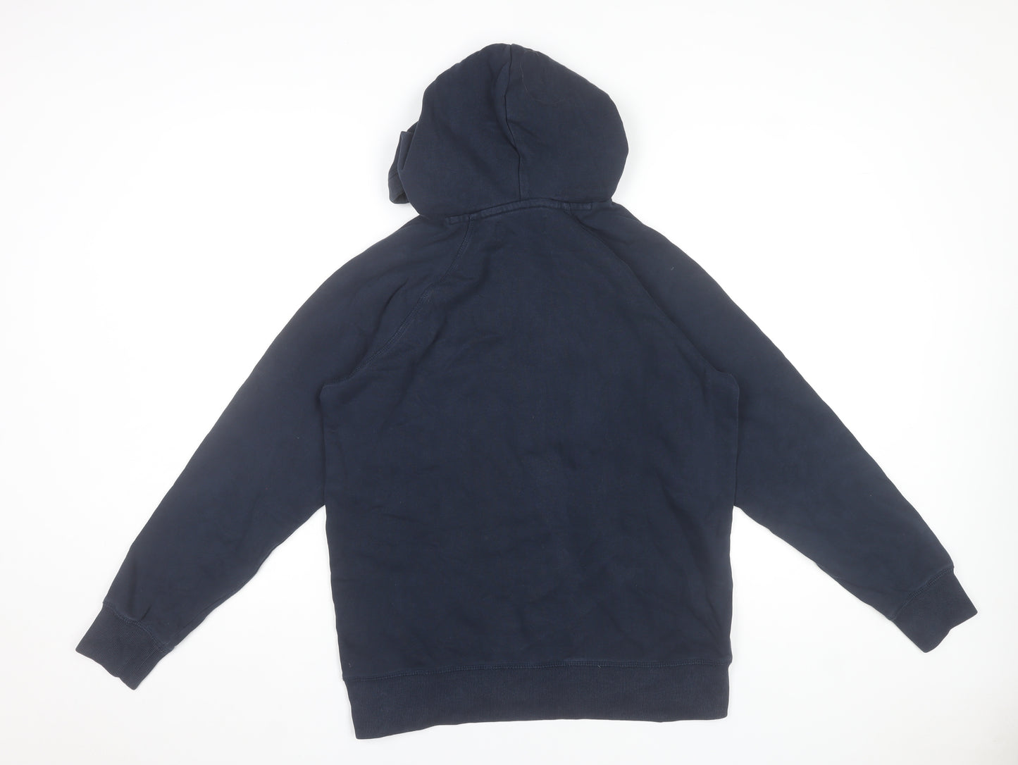 Stock & Hank Men's Blue Pullover Hoodie L Cotton Graphic Sweatshirt