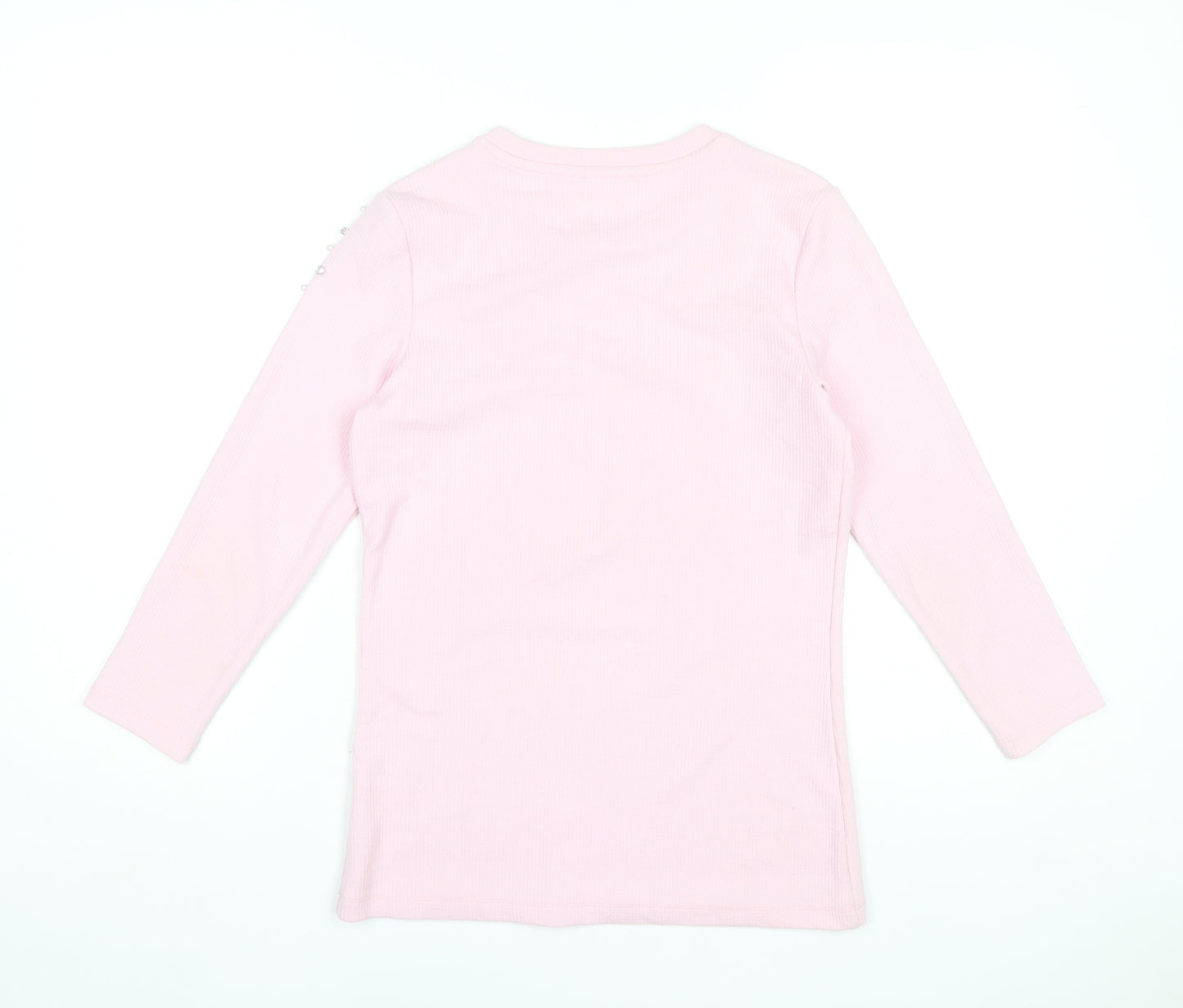 Savida Women's Pink Beaded Long Sleeve Knit Top XS