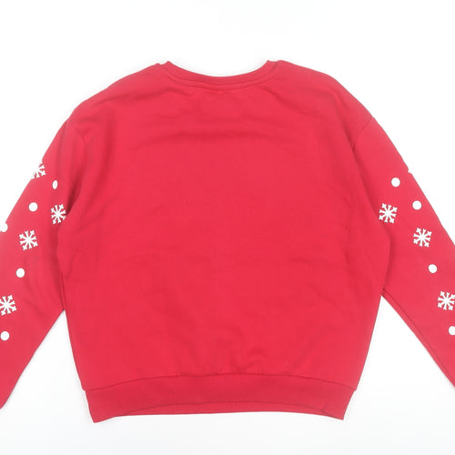 Disney Mickey & Friends Girls Red Christmas Sweatshirt 9-10 Years Pullover