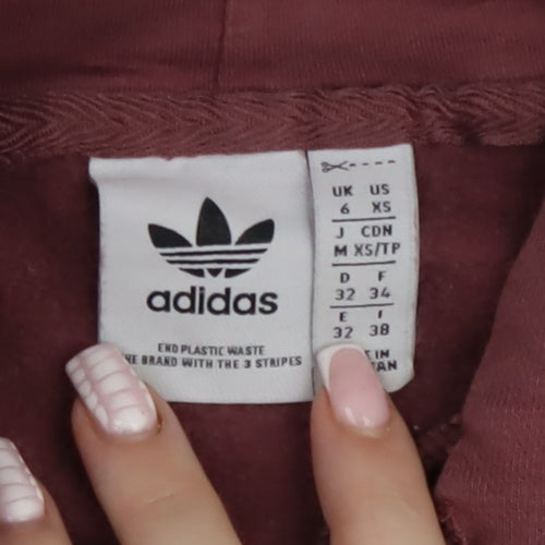 Adidas Womens Burgundy Hoodie XS Cotton Pullover Casual Sweatshirt