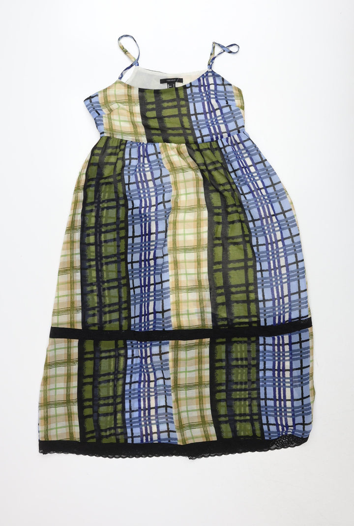 Forever 21 Women's Multicoloured Check Slip Dress Size S