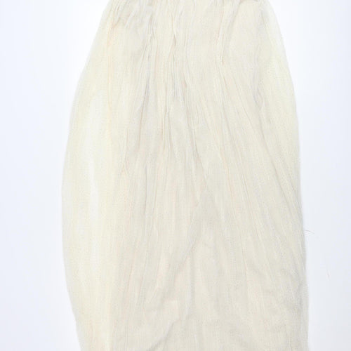 H&M Women’s Ivory Knee Length Slip Dress XS Sheer Tulle Lined