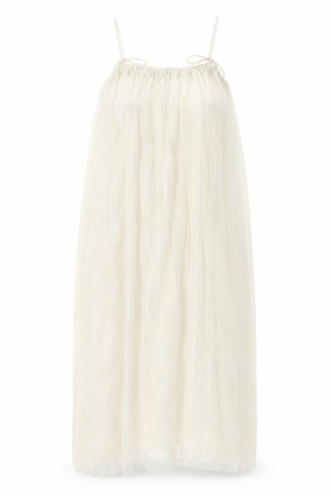H&M Women’s Ivory Knee Length Slip Dress XS Sheer Tulle Lined