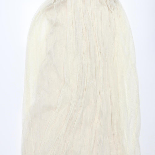 H&M Women’s Ivory Knee Length Slip Dress XS Sheer Tulle Lined