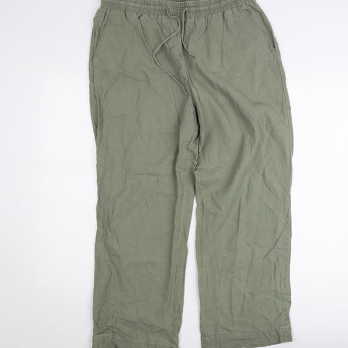 FREE/QUENT Womens Green XL Relaxed Linen Blend Trousers