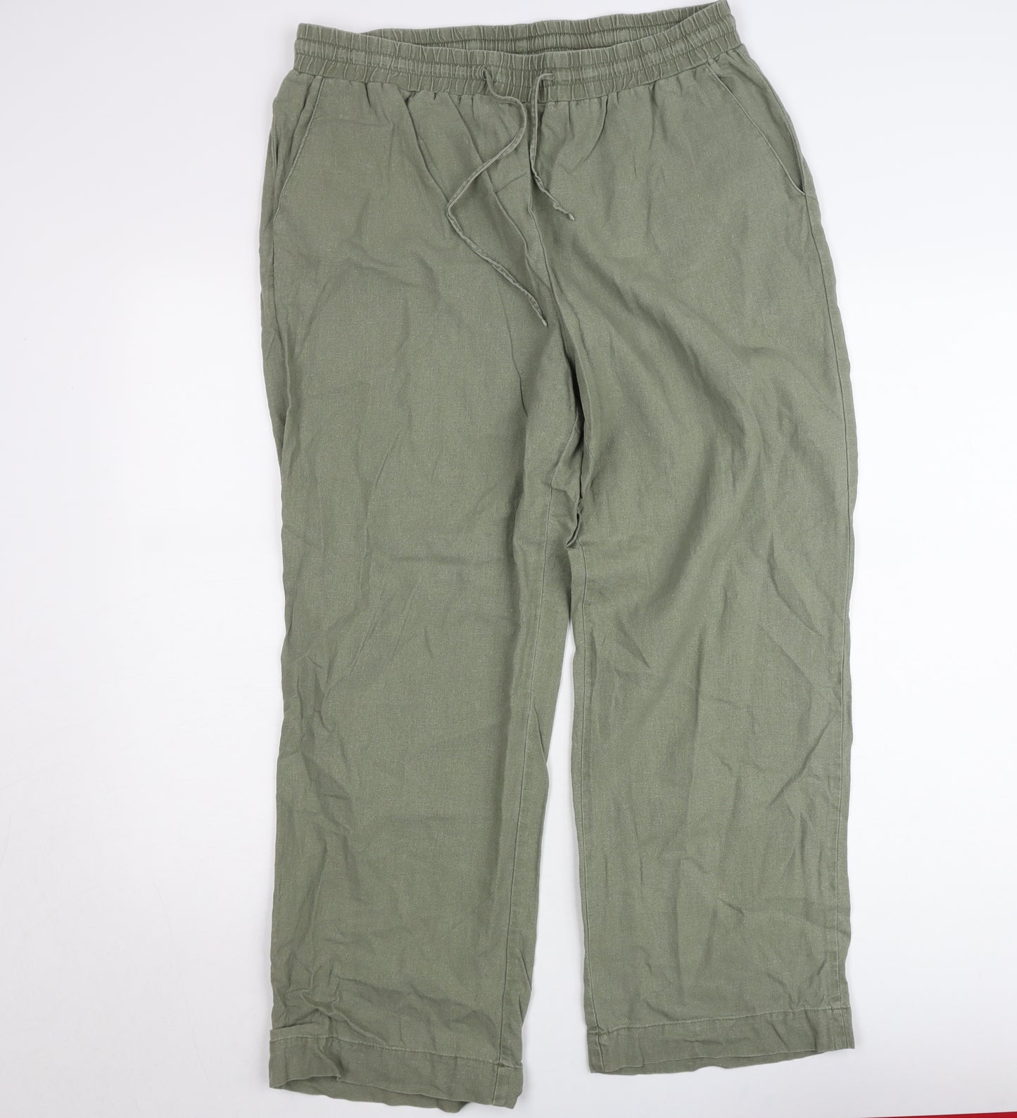 FREE/QUENT Womens Green XL Relaxed Linen Blend Trousers