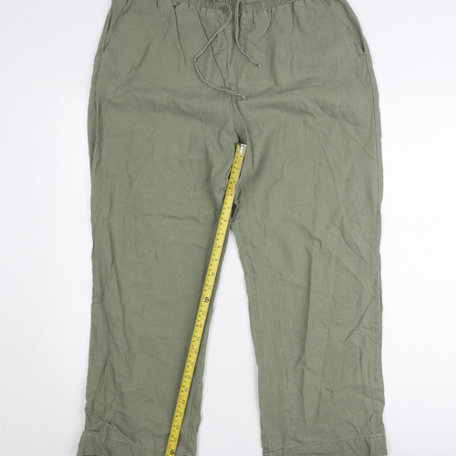 FREE/QUENT Womens Green XL Relaxed Linen Blend Trousers