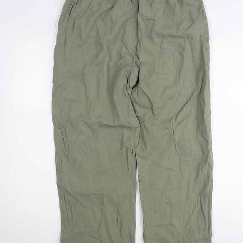 FREE/QUENT Womens Green XL Relaxed Linen Blend Trousers
