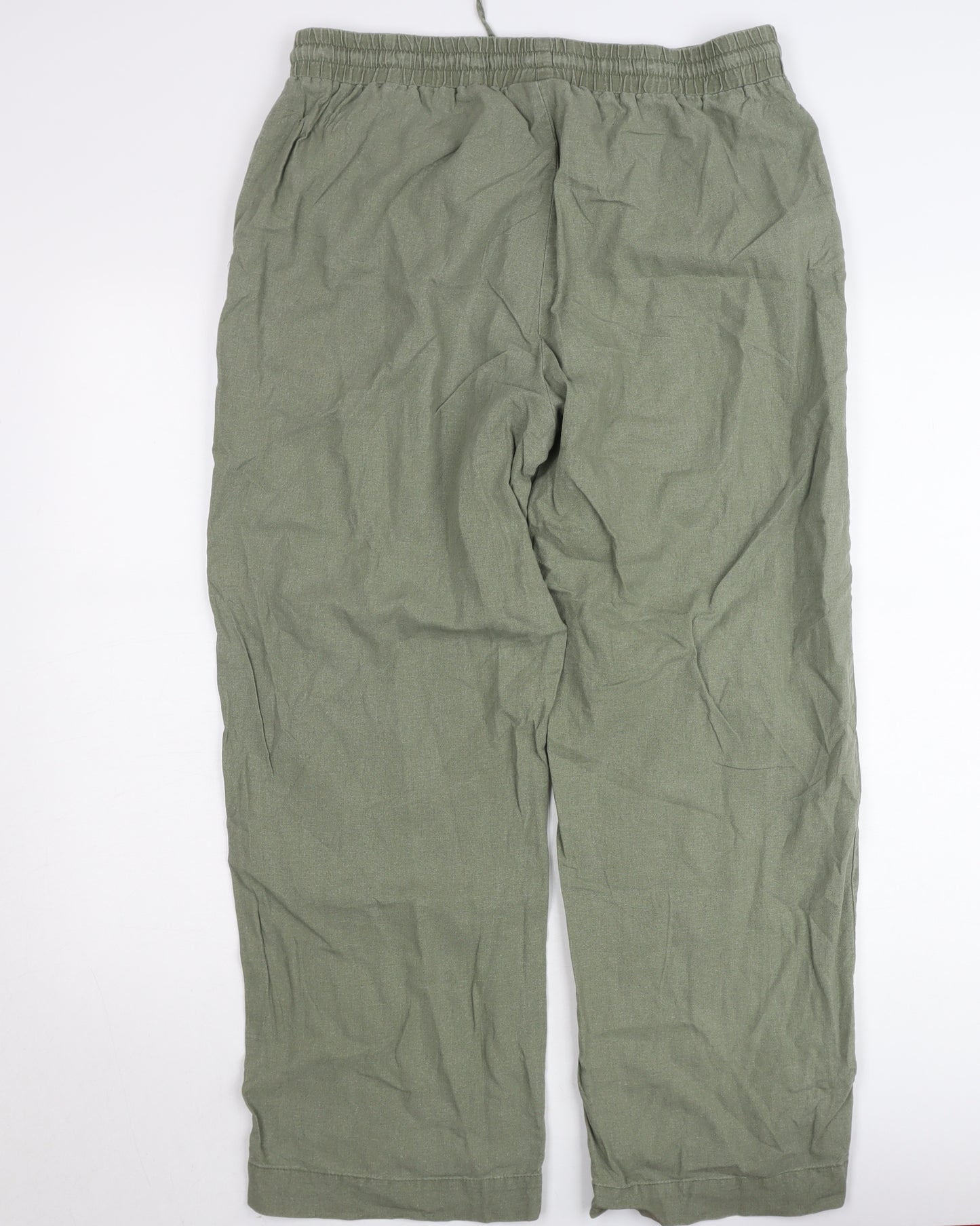 FREE/QUENT Womens Green XL Relaxed Linen Blend Trousers