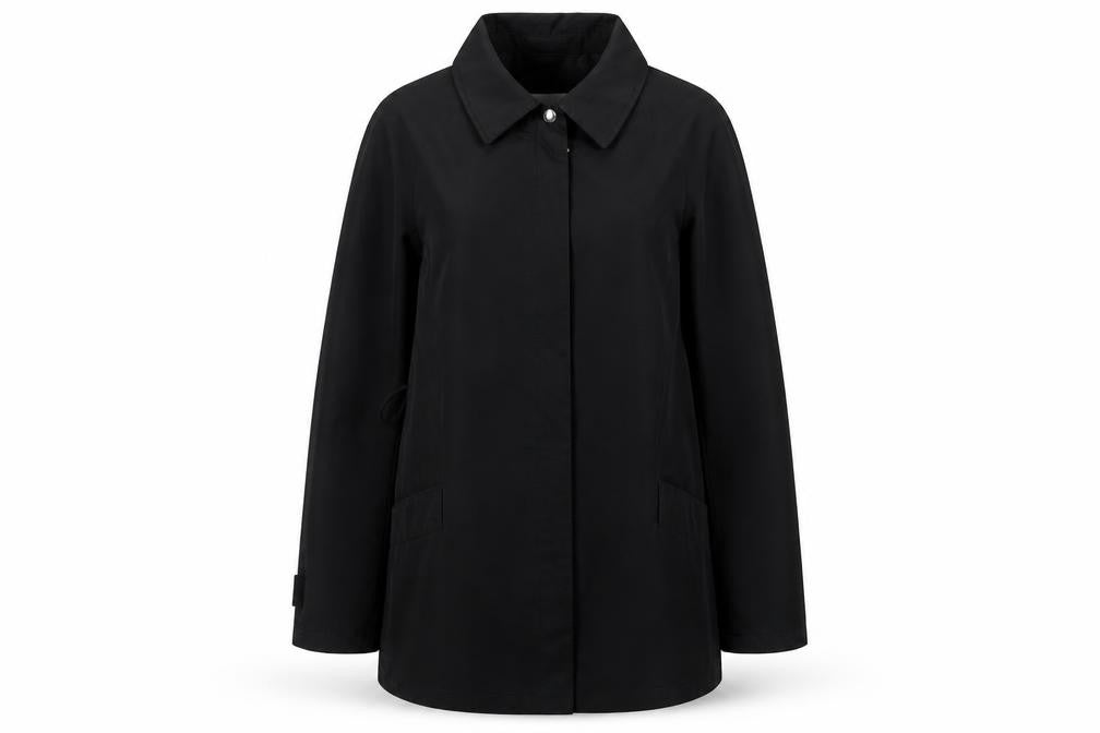 Front view of Liz Claiborne Women's Black Mid-Length Cotton Blend Coat, size M