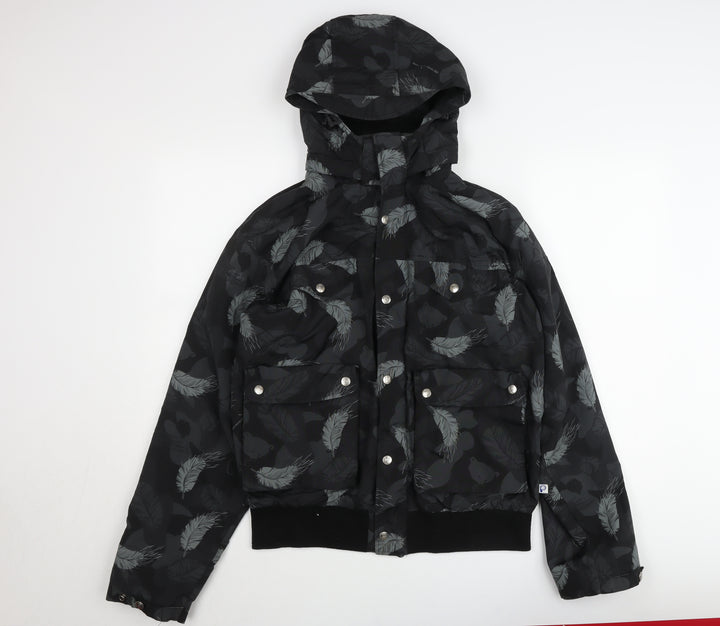 Penfield Women's Black Feather Print Hooded Puffer Jacket L