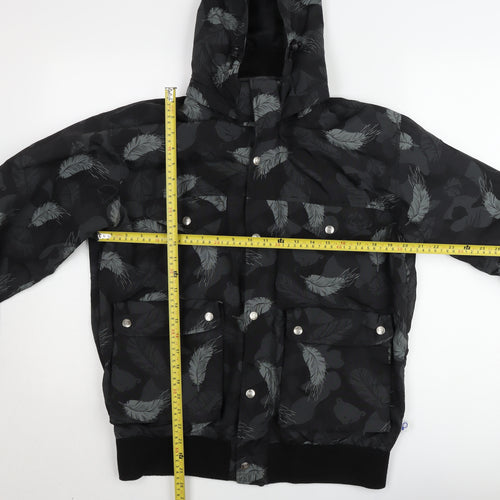 Penfield Women's Black Feather Print Hooded Puffer Jacket L