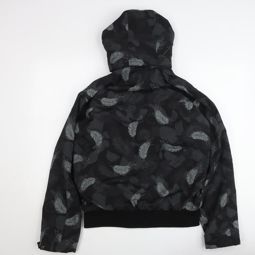 Penfield Women's Black Feather Print Hooded Puffer Jacket L