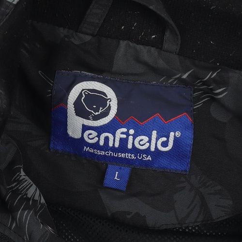 Penfield Women's Black Feather Print Hooded Puffer Jacket L