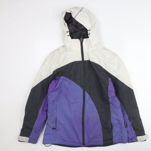 Crane Women's M Purple Grey White Waterproof Ski Jacket Hooded