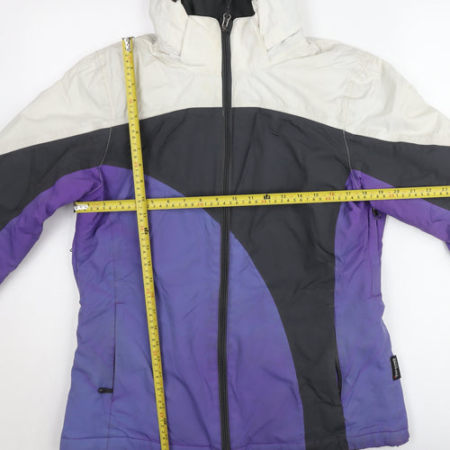 Crane Women's M Purple Grey White Waterproof Ski Jacket Hooded